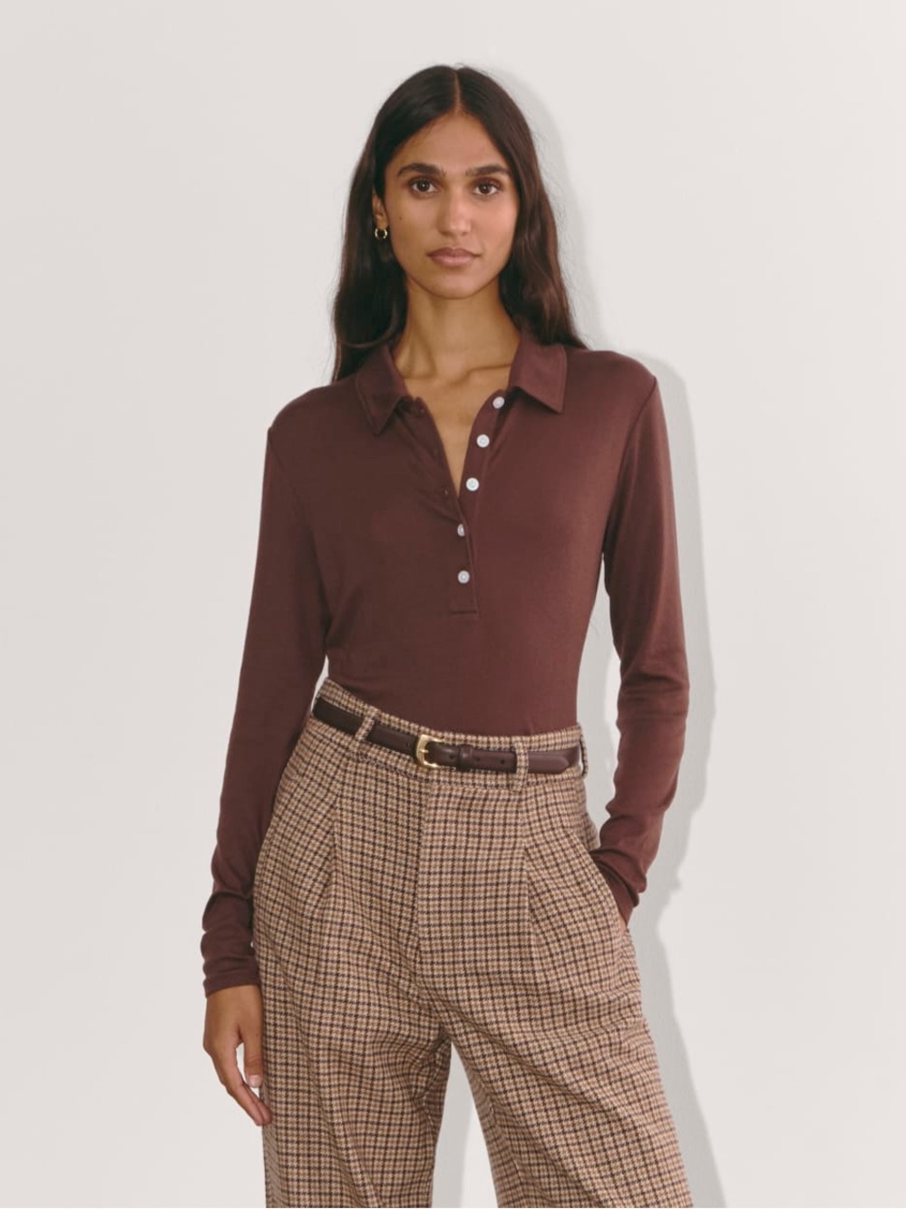 Everlane The Henley in Butterluxe - Dark Mahogany